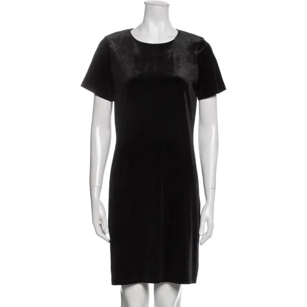 MICHAEL MICHAEL KORS Black Metallic Velour Crew Neck Mini Dress Size XS